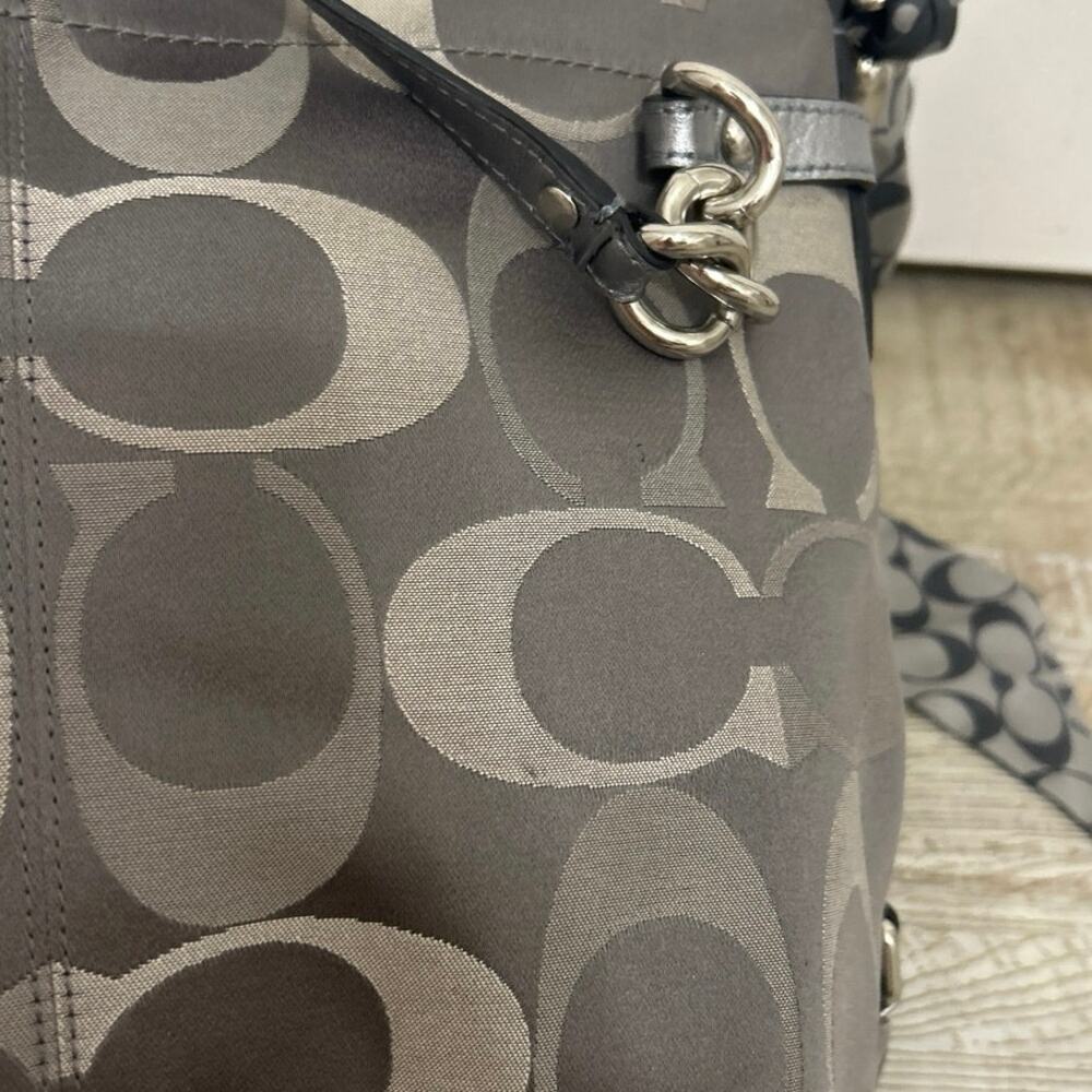 Y2K Coach Brooke Op Art Logo Mania Slouchy Hobo Bag Gray/Brown Metallic F17673 - Picture 12 of 16